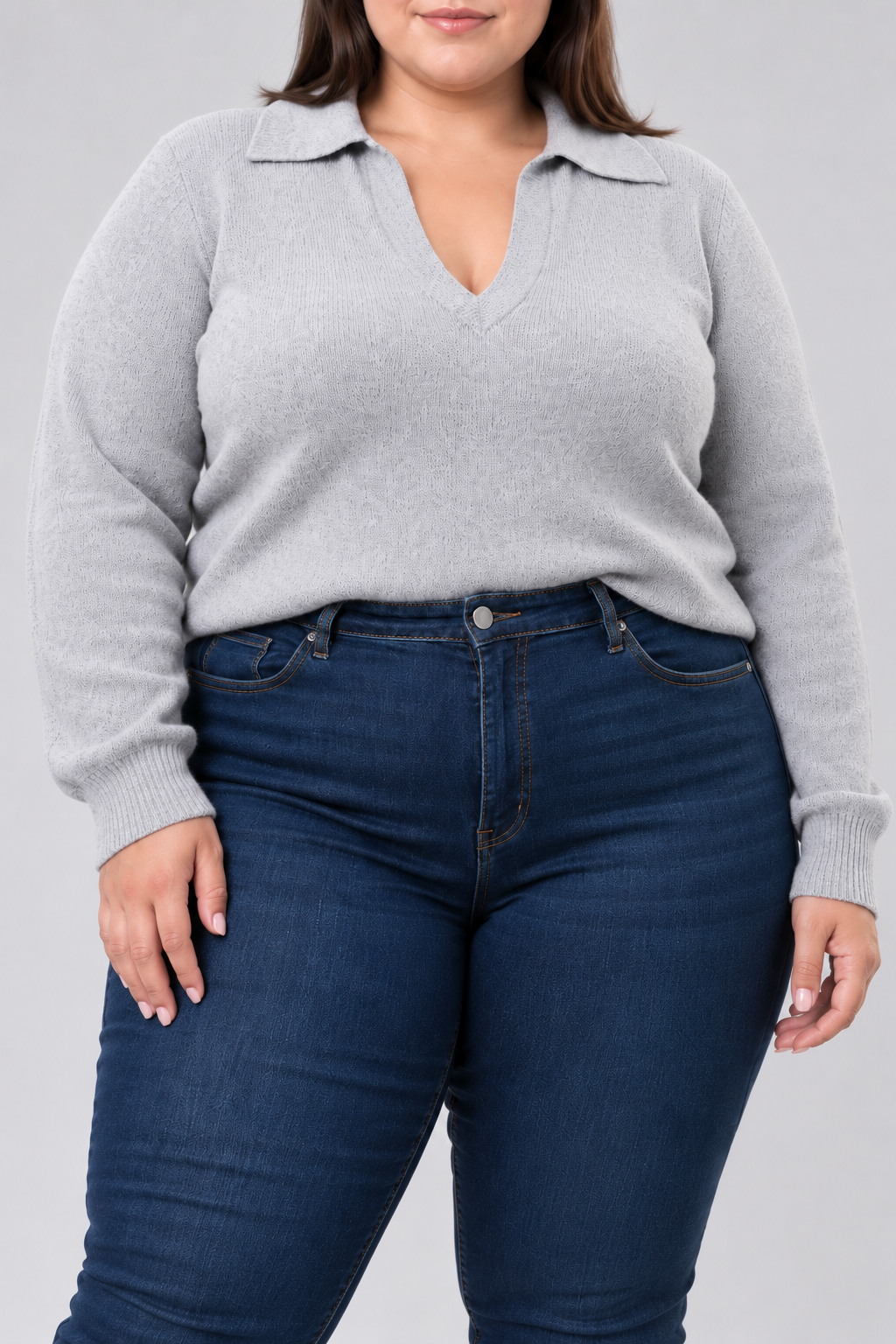 Sweater gris perla mujer Express talla grande