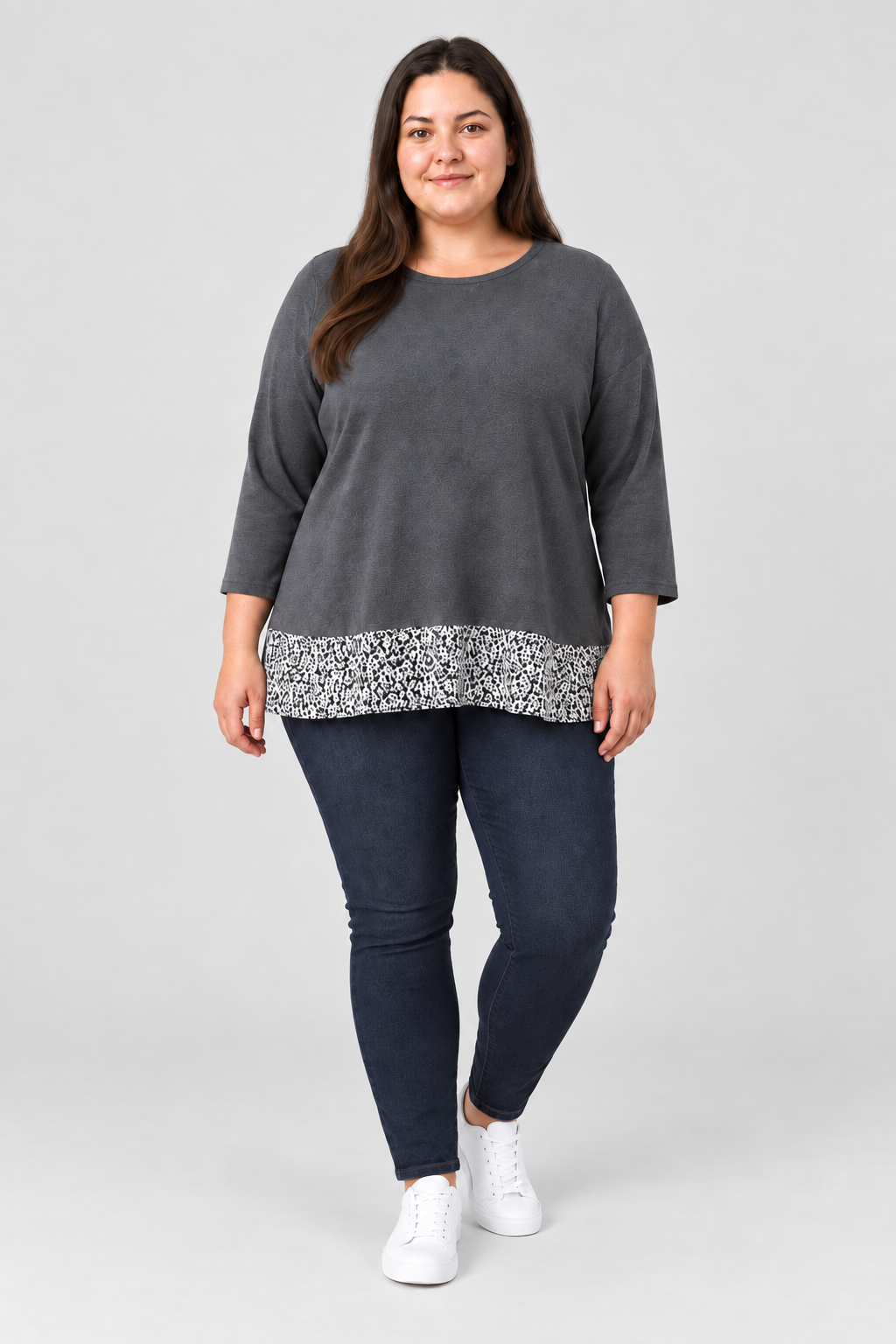 Sweater gris invertido mujer marca Simple talla grande