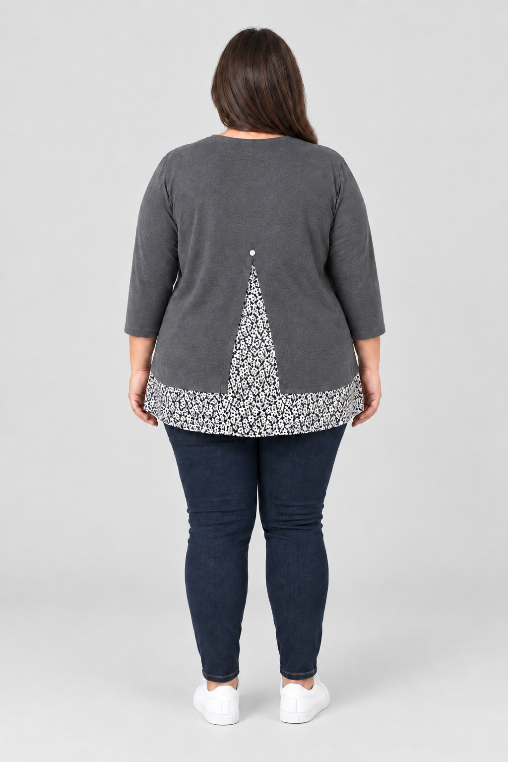 Sweater gris invertido mujer marca Simple talla grande