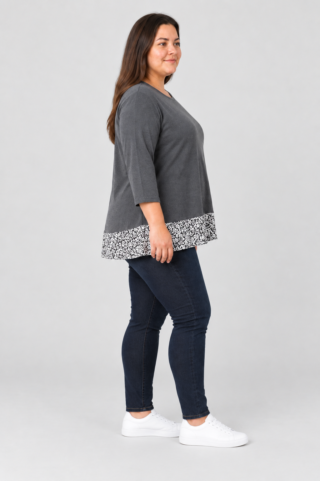 Sweater gris invertido mujer marca Simple talla grande