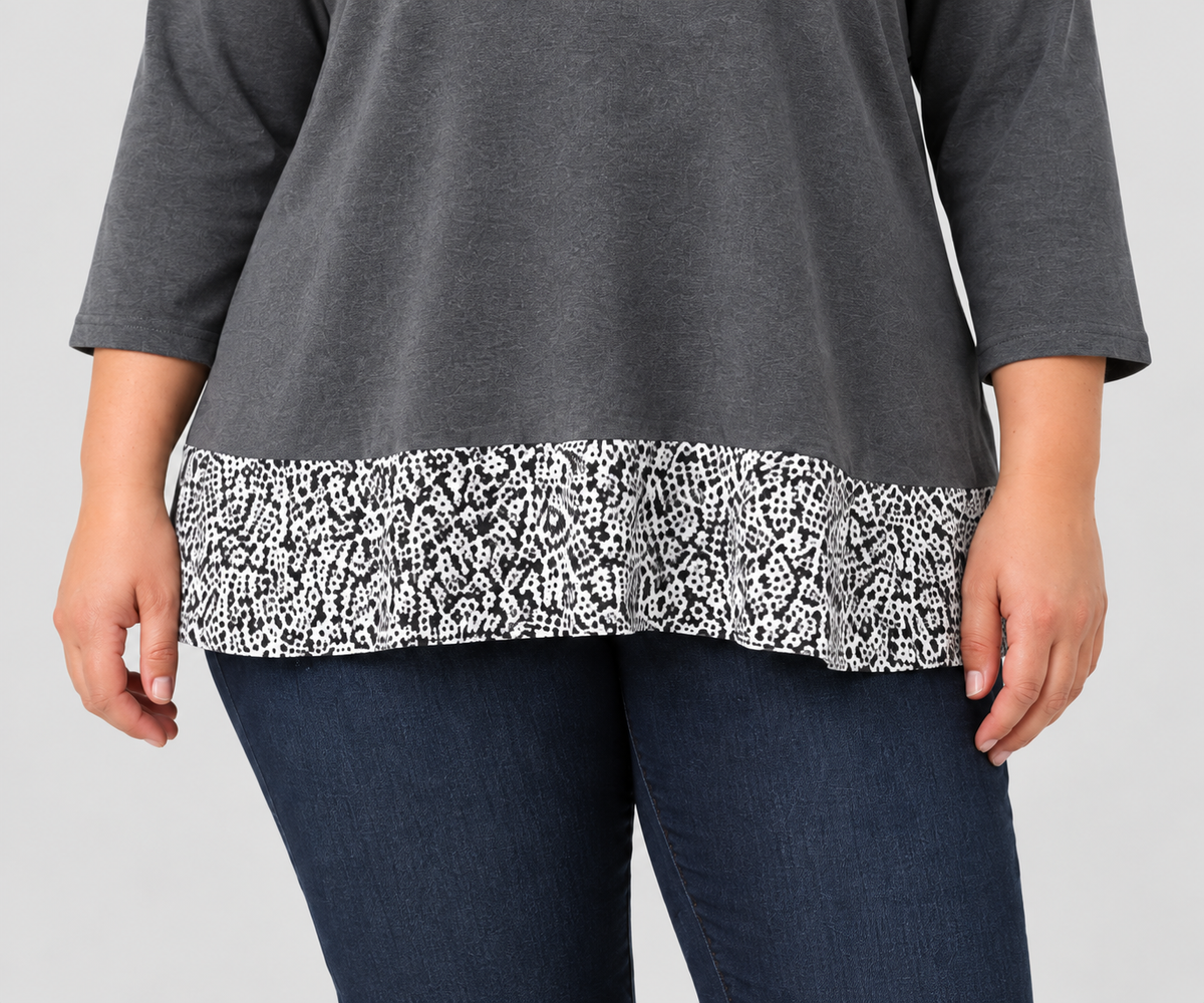 Sweater gris invertido mujer marca Simple talla grande