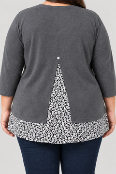 Sweater gris invertido mujer marca Simple talla grande