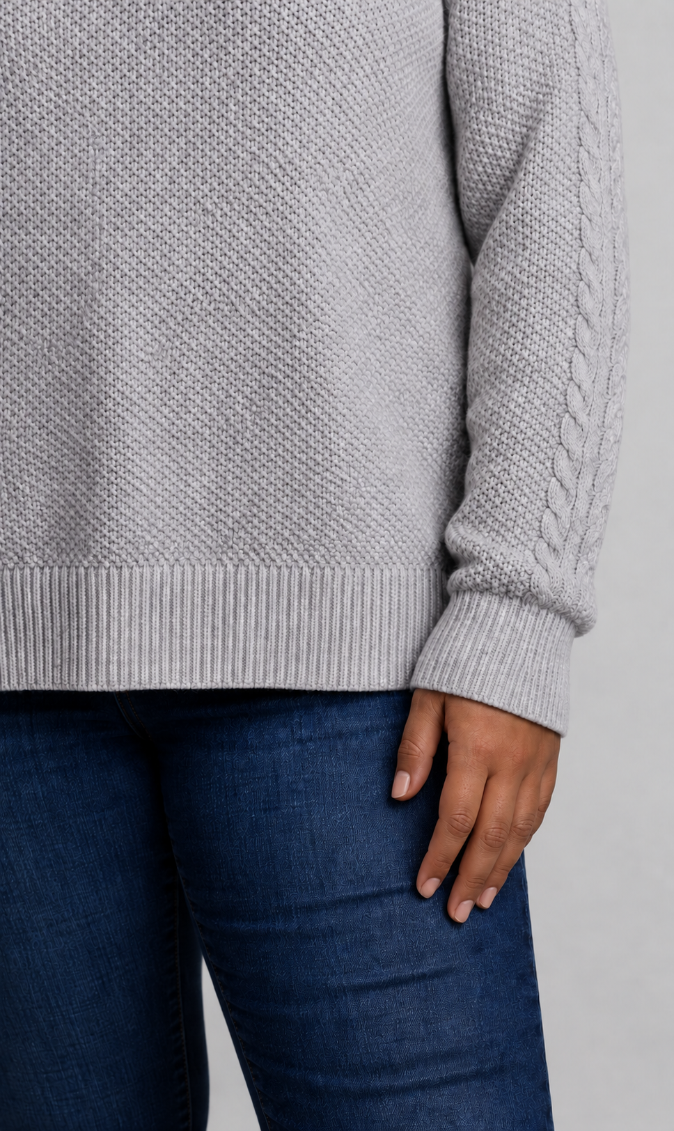 Sweater tejido mujer gris perla Loft talla grande