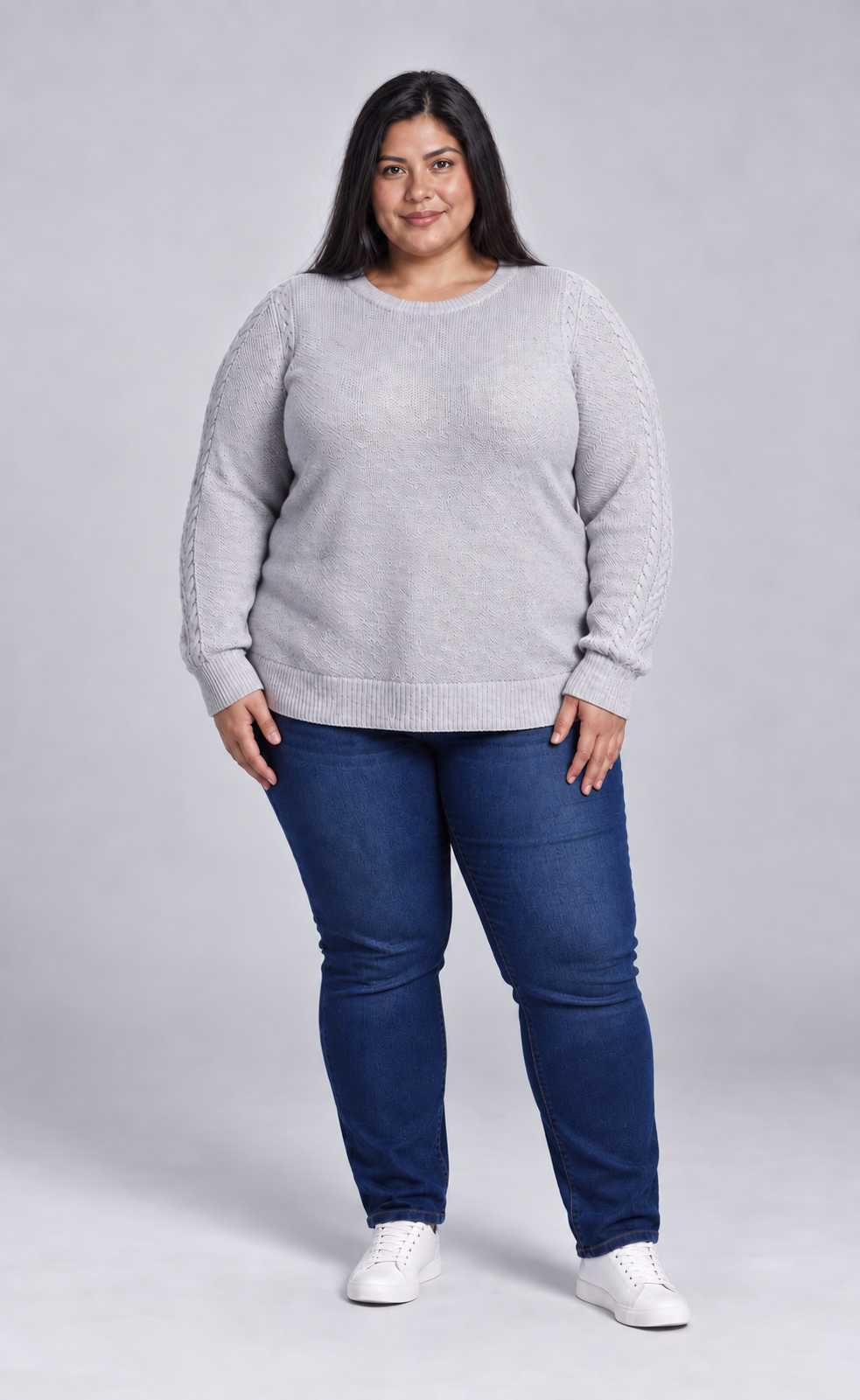 Sweater tejido mujer gris perla Loft talla grande
