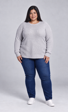 Sweater tejido mujer gris perla Loft talla grande