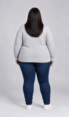 Sweater tejido mujer gris perla Loft talla grande