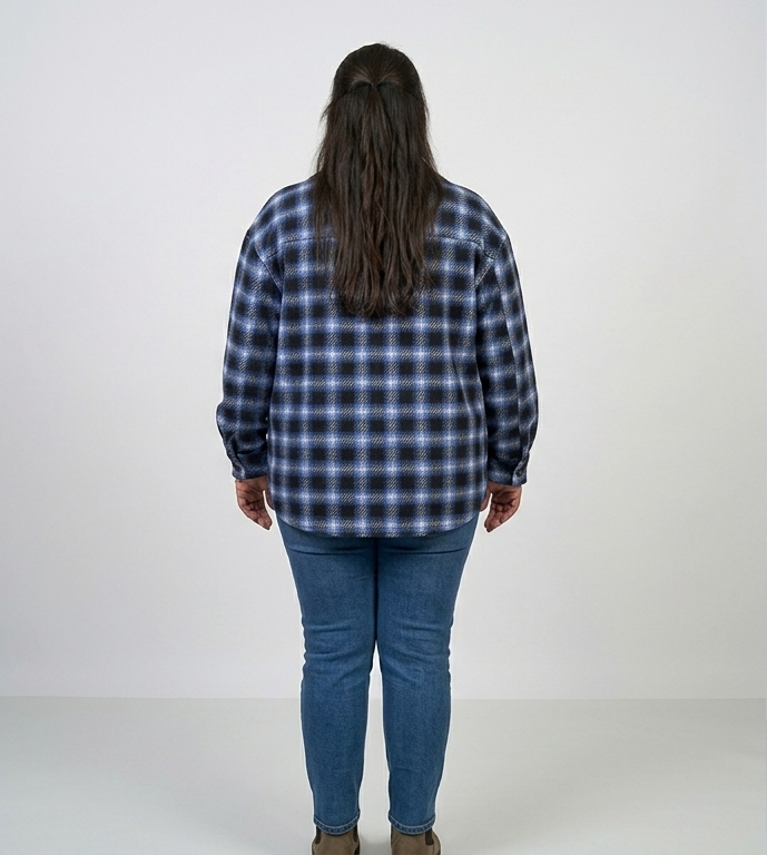 Chaqueta afranelada mujer talla grande cuadros azul Time and Tru