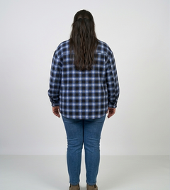 Chaqueta afranelada mujer talla grande cuadros azul Time and Tru