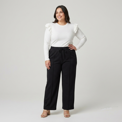 Palazzo algodón afranelado forrado mujer talla grande confección nacional negro XL a 3XL
