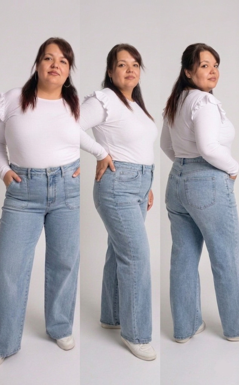 Jeans wide leg mujer talla grande confección nacional