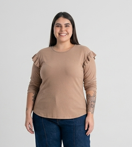 Blusa manga princesa mujer talla grande confección nacional