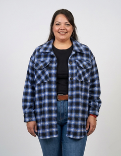 Chaqueta afranelada mujer talla grande cuadros azul Time and Tru