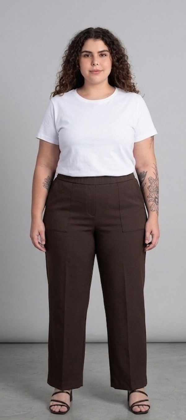 Pantalón mujer talla grande marrón Mondetta XL elasticado forrado