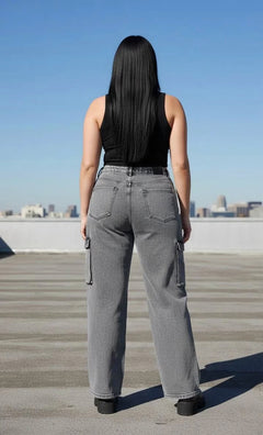 Jeans wide leg cargo mujer talla grande Confección Nacional