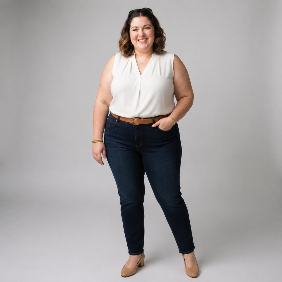 Jeans Old Navy mujer talla grande corte recto semi elasticado