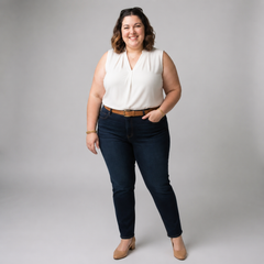 Jeans Old Navy mujer talla grande corte recto semi elasticado