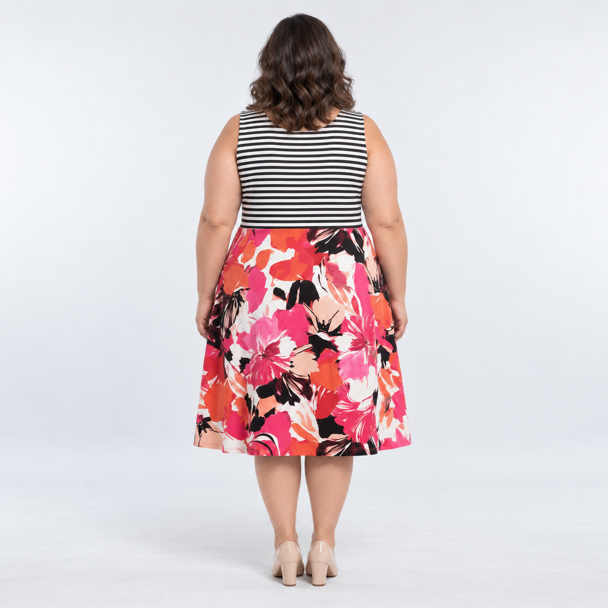 Vestido rayas y floral mujer talla grande Studio One