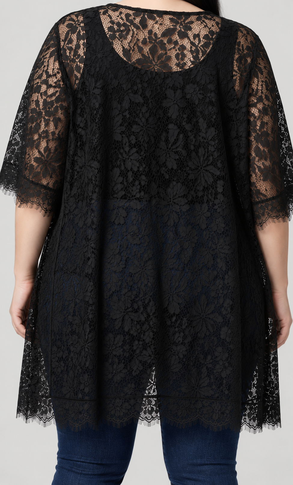 Tapadito negro de encaje mujer talla grande Torrid