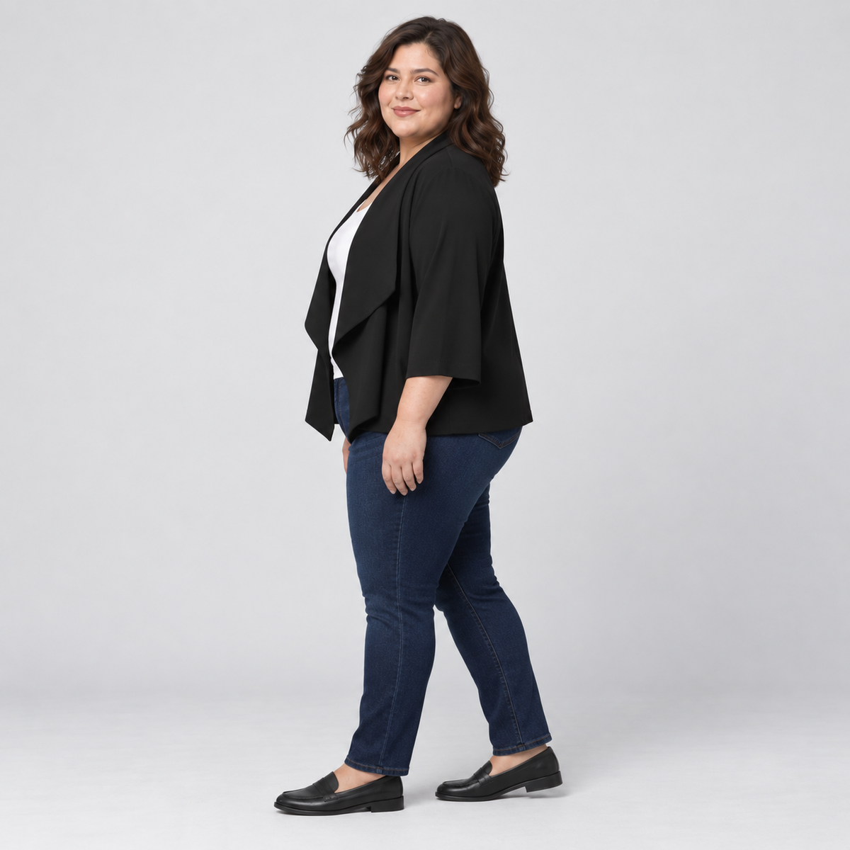 Chaqueta negra abierta mujer talla grande Max Studio XL