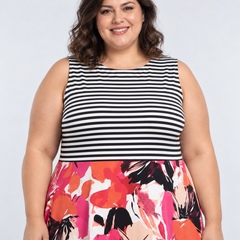 Vestido rayas y floral mujer talla grande Studio One