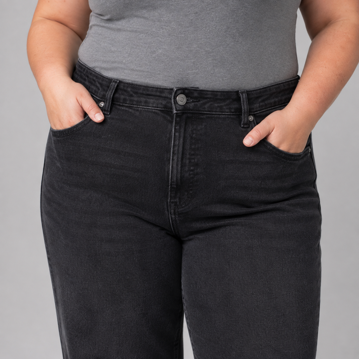 Jeans wide leg negro mujer talla grande confección nacional