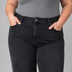 Jeans wide leg negro mujer talla grande confección nacional