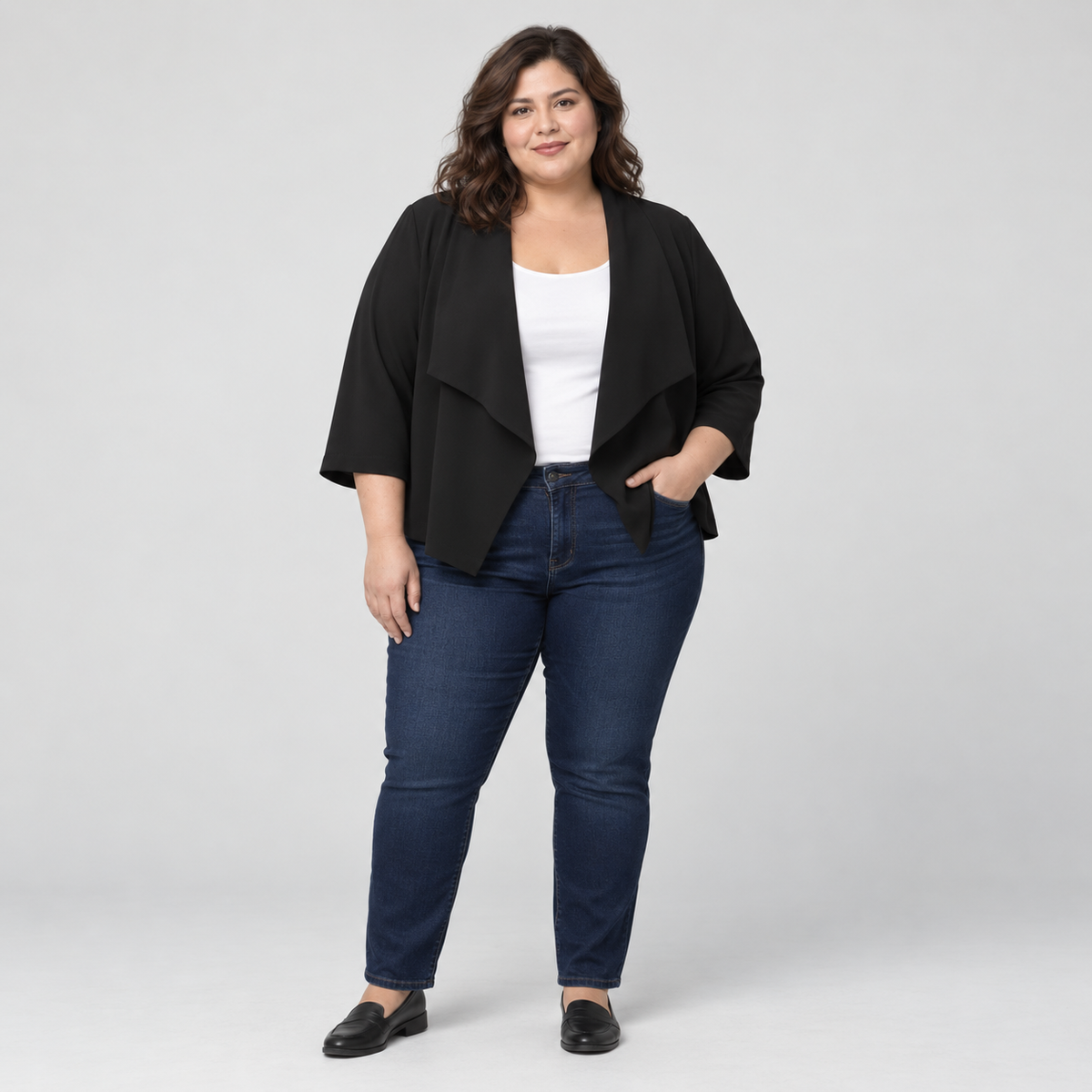 Chaqueta negra abierta mujer talla grande Max Studio XL