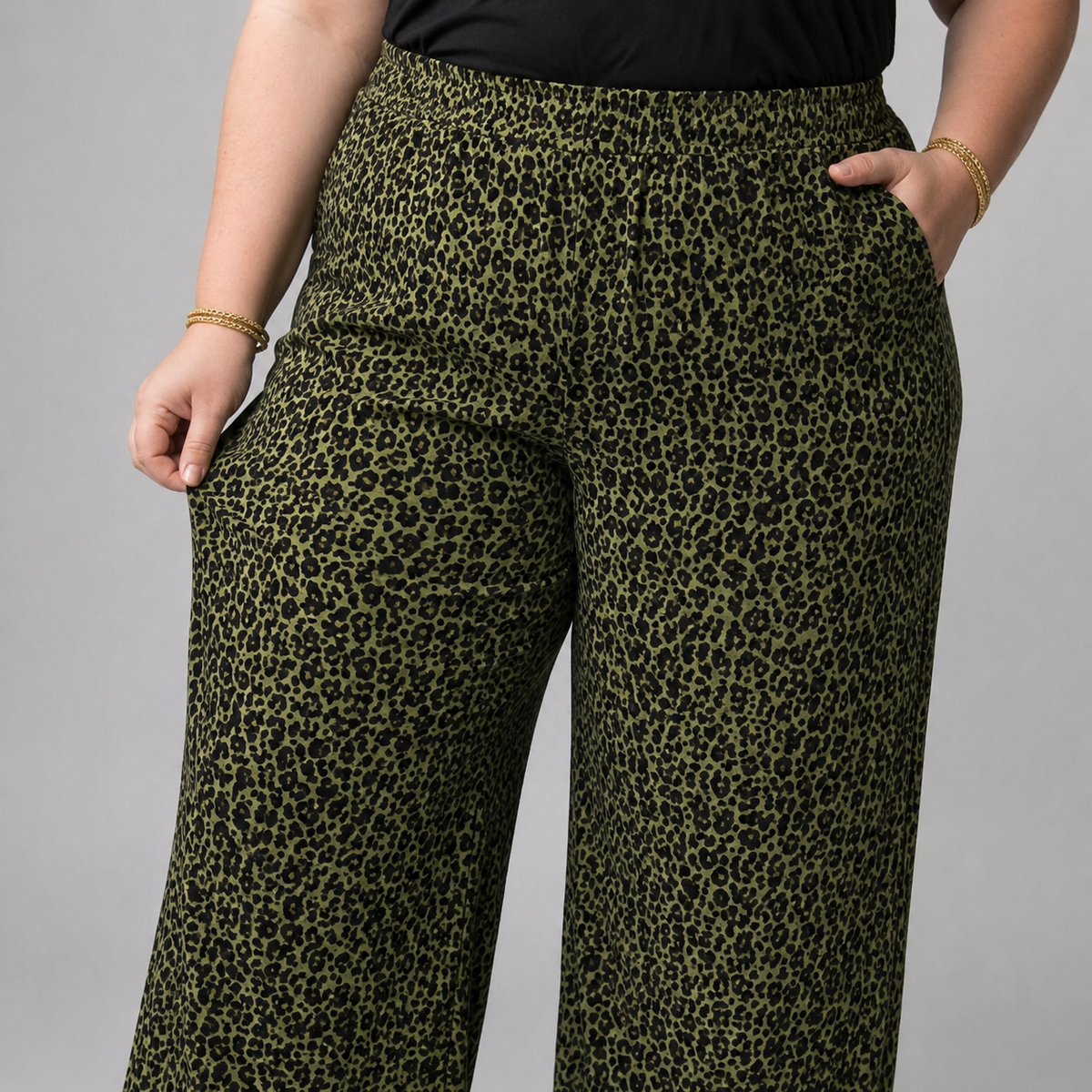 Pantalón palazzo print mujer talla grande tela Sofía confección nacional