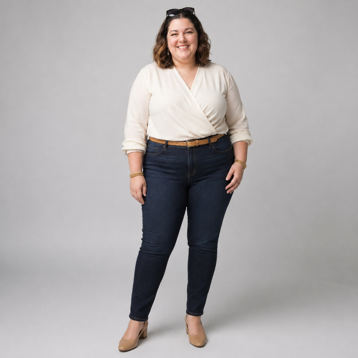 Jeans Old Navy mujer talla grande corte recto semi elasticado