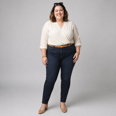Jeans Old Navy mujer talla grande corte recto semi elasticado