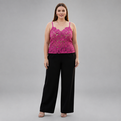 Blusa fucsia mujer City Chic talla grande encaje tejido