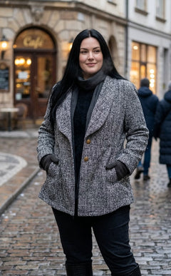 Blazer mujer talla grande gris jaspeado BloomChic XL