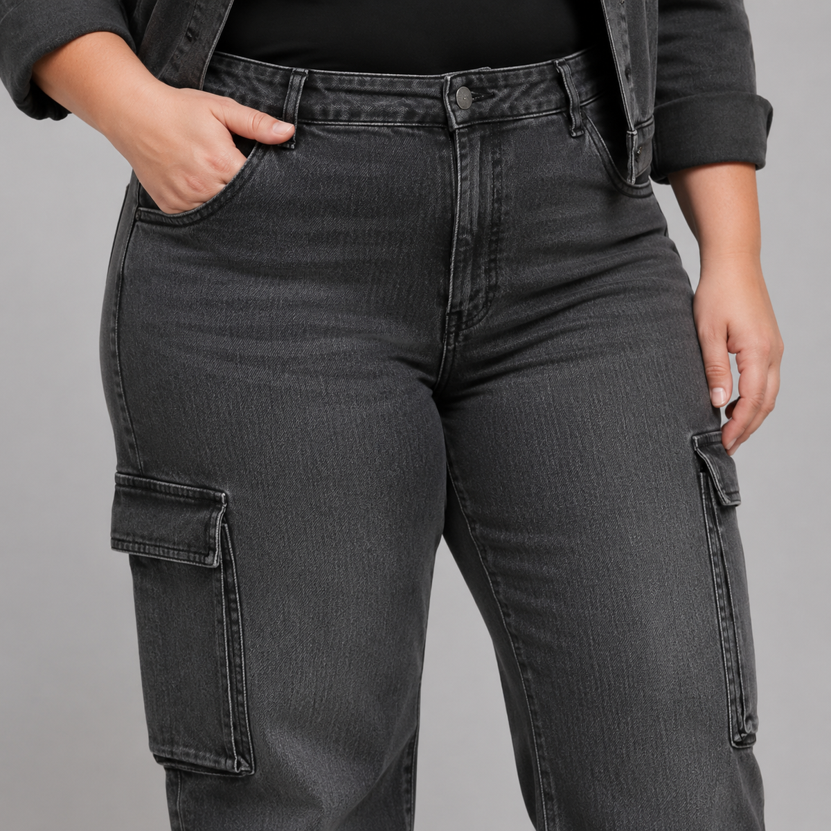 Jeans wide leg cargo mujer talla grande confección nacional