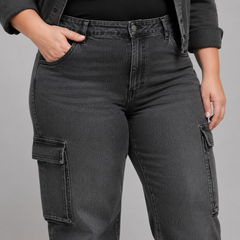 Jeans wide leg cargo mujer talla grande confección nacional