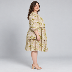 Vestido crema floreado mujer talla grande Who What Wear 2XL