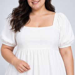 Vestido verano mujer Old Navy blanco hombro arrepollado XL