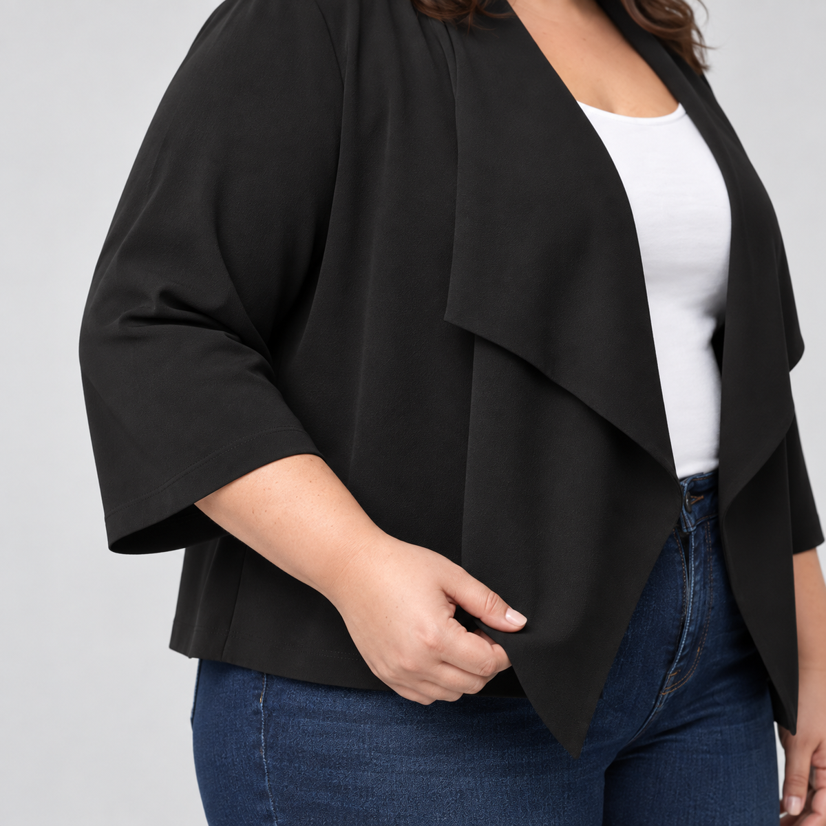 Chaqueta negra abierta mujer talla grande Max Studio XL