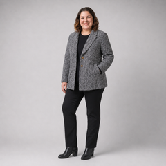 Blazer mujer talla grande gris jaspeado BloomChic XL