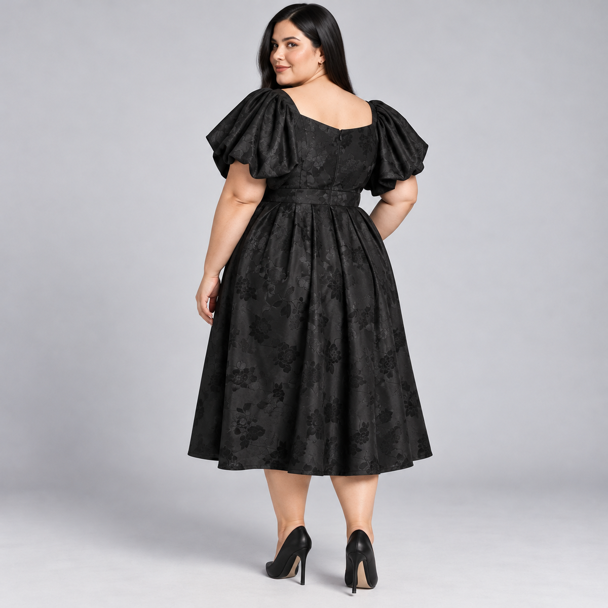 Vestido negro City Chic con manga abombada talla XL