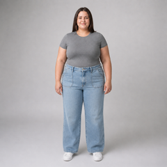 Jeans wide leg mujer talla grande confección nacional
