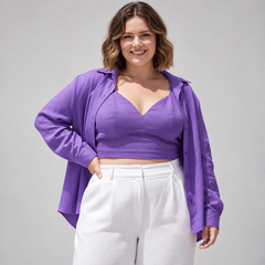 Conjunto top y blusa lino mujer marca Sheup moda Brasil