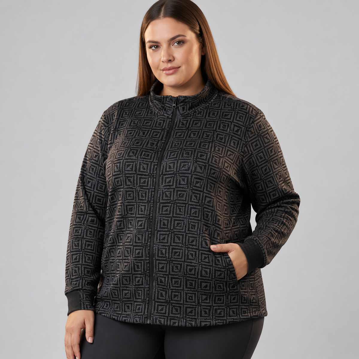 Polerón gris mujer Liz Claiborne con figuras talla grande