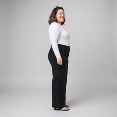Jeans wide leg cargo mujer talla grande con brillos