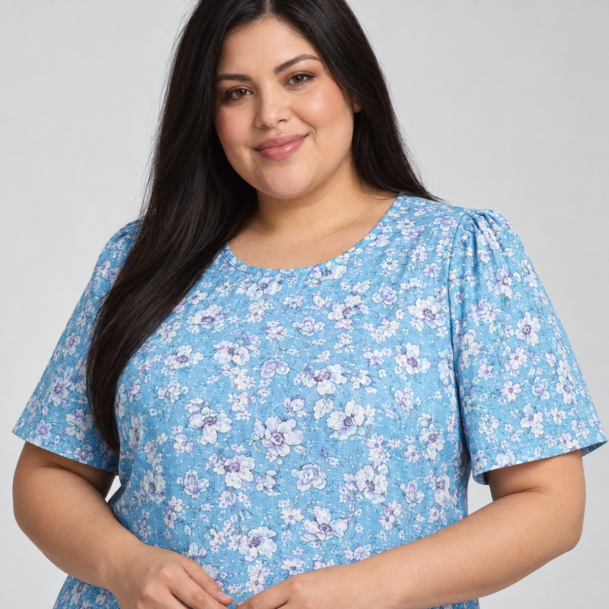 Blusa mujer con mangas onduladas talla grande