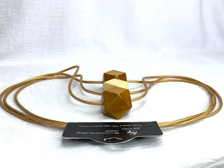 Collar mujer cuentas de madera beige by Brasil