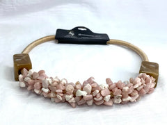 Collar gargantilla mujer ópalo rosa y cuarzo bisutería By Brasil