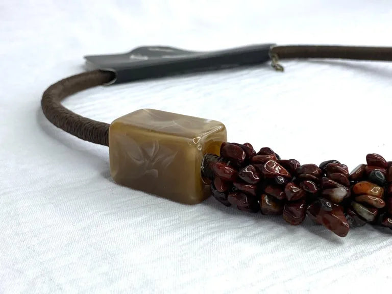 Collar gargantilla mujer piedras rojas Bisutería by Brasil