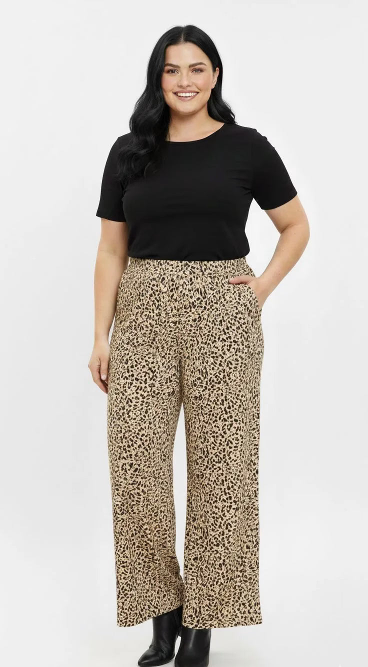 Pantalón Palazzo Print mujer talla grande Tela Sofía Confección Nacional