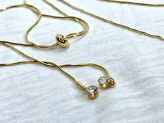 Cadena lariat ajustable dorada mujer con circonita By Brasil