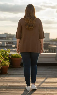 Suéter café mujer marca 4th Reckles talla grande